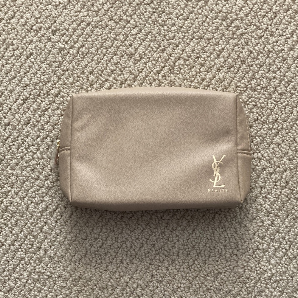 NEW Yves Saint Laurent YSL Beauté Tan Cosmetic Pouch Beauty Bag Travel